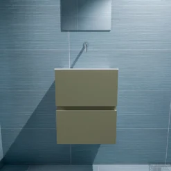 MONDIAZ ADA 40cm Toiletmeubel Army. LEX Wastafel Talc Midden Zonder Kraangat -Baden Luxe Verkoop badkamermeubel ada army model lex talc front 0002