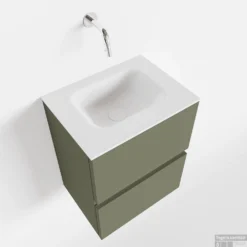 MONDIAZ ADA 40cm Toiletmeubel Army. LEX Wastafel Talc Midden Zonder Kraangat