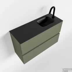 MONDIAZ ADA 80cm Toiletmeubel Army. LEX Wastafel Urban Rechts 1 Kraangat
