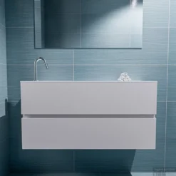 MONDIAZ ADA 100cm Toiletmeubel Cale. LEX Wastafel Talc Links 1 Kraangat -Baden Luxe Verkoop badkamermeubel ada cale model lex talc front 0021