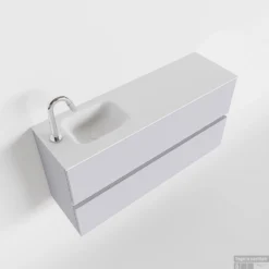 MONDIAZ ADA 100cm Toiletmeubel Cale. LEX Wastafel Talc Links 1 Kraangat