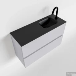 MONDIAZ ADA 80cm Toiletmeubel Cale. LEX Wastafel Urban Rechts 1 Kraangat