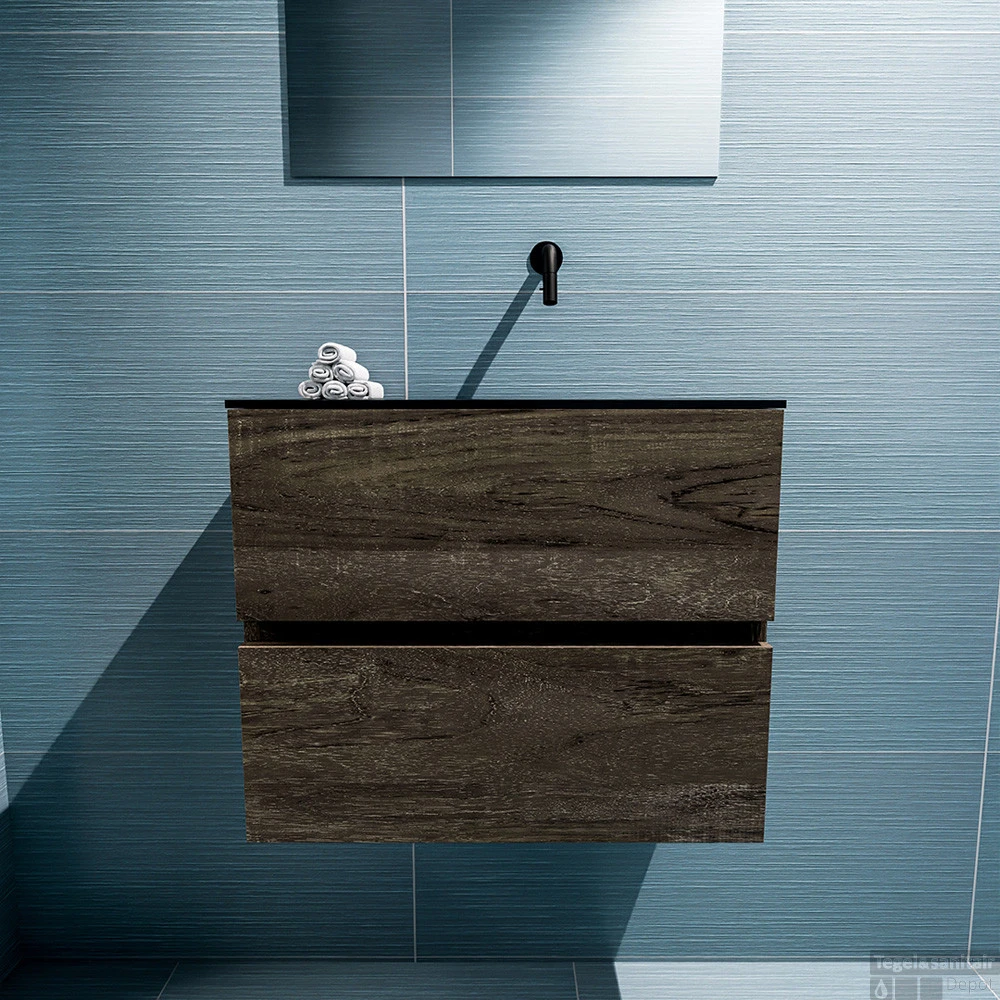 MONDIAZ ADA 60cm Toiletmeubel Dark Brown. LEX Wastafel Urban Rechts Zonder Kraangat 4 MONDIAZ ADA 60cm Toiletmeubel Dark Brown. LEX Wastafel Urban Rechts Zonder Kraangat - Afbeelding 4