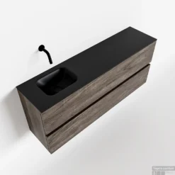 MONDIAZ ADA 120cm Toiletmeubel Dark Brown. LEX Wastafel Urban Links Zonder Kraangat
