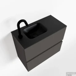 MONDIAZ ADA 60cm Toiletmeubel Dark Grey. LEX Wastafel Urban Links 1 Kraangat