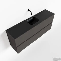 MONDIAZ ADA 120cm Toiletmeubel Dark Grey. LEX Wastafel Urban Midden Zonder Kraangat