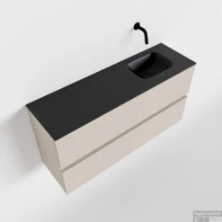 MONDIAZ ADA 100cm Toiletmeubel Linen. LEX Wastafel Urban Rechts Zonder Kraangat