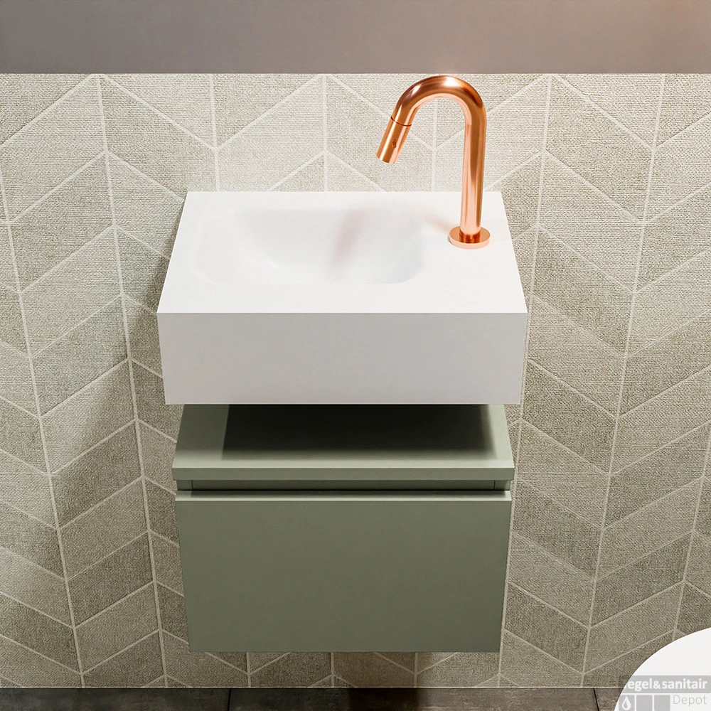 MONDIAZ ANDOR 40cm Toiletmeubel Army. LEX 40cm Wastafel Talc Links 1 Kraangat 4 MONDIAZ ANDOR 40cm Toiletmeubel Army. LEX 40cm Wastafel Talc Links 1 Kraangat - Afbeelding 4