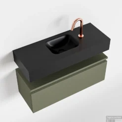 MONDIAZ ANDOR 80cm Toiletmeubel Army. LEX 80cm Wastafel Urban Midden 1 Kraangat