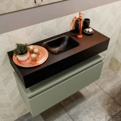 MONDIAZ ANDOR 80cm Toiletmeubel Army. LEX 80cm Wastafel Urban Midden 1 Kraangat -Baden Luxe Verkoop badkamermeubel andor army model lex vrijhangend urban sidetop 0013
