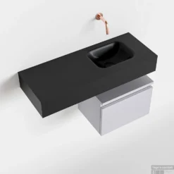 MONDIAZ ANDOR 40cm Toiletmeubel Cale. LEX 80cm Wastafel Urban Rechts Geen Kraangat