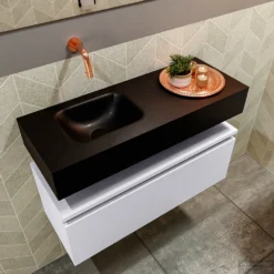 MONDIAZ ANDOR 80cm Toiletmeubel Cale. LEX 80cm Wastafel Urban Links Geen Kraangat -Baden Luxe Verkoop badkamermeubel andor clay model lex vrijhangend urban sidetop 0016
