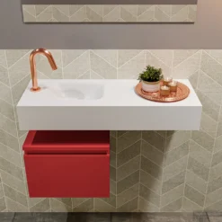 MONDIAZ ANDOR 40cm Toiletmeubel Fire. LEX 80cm Wastafel Talc Links 1 Kraangat -Baden Luxe Verkoop badkamermeubel andor fire model lex vrijhangend talc front 0017