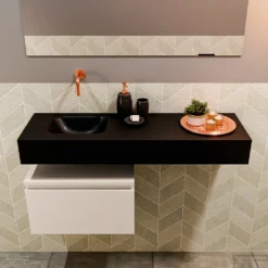 MONDIAZ ANDOR 50cm Toiletmeubel Linen. LEX 100cm Wastafel Urban Links Geen Kraangat -Baden Luxe Verkoop badkamermeubel andor linen model lex vrijhangend urban front 0028