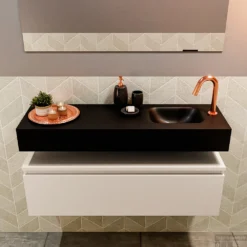 MONDIAZ ANDOR 100cm Toiletmeubel Linen. LEX 100cm Wastafel Urban Rechts 1 Kraangat -Baden Luxe Verkoop badkamermeubel andor linen model lex vrijhangend urban front 0029