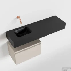 MONDIAZ ANDOR 50cm Toiletmeubel Linen. LEX 100cm Wastafel Urban Links Geen Kraangat