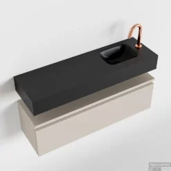 MONDIAZ ANDOR 100cm Toiletmeubel Linen. LEX 100cm Wastafel Urban Rechts 1 Kraangat