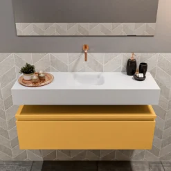 MONDIAZ ANDOR 100cm Toiletmeubel Ocher. LEX 100cm Wastafel Talc Midden Geen Kraangat 8 MONDIAZ ANDOR 100cm Toiletmeubel Ocher. LEX 100cm Wastafel Talc Midden Geen Kraangat -Baden Luxe Verkoop badkamermeubel andor ocher model lex vrijhangend talc front 0024