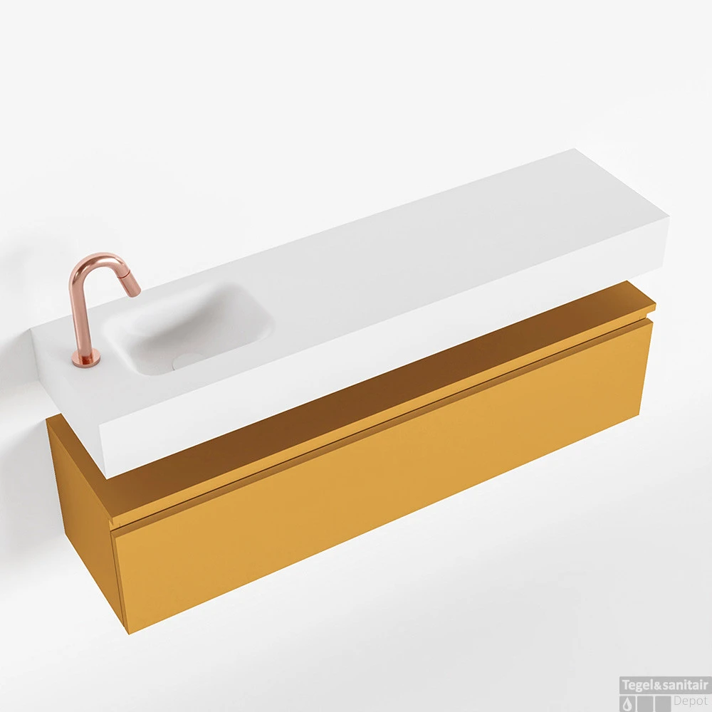 MONDIAZ ANDOR 120cm Toiletmeubel Ocher. LEX 120cm Wastafel Talc Links 1 Kraangat 1 MONDIAZ ANDOR 120cm Toiletmeubel Ocher. LEX 120cm Wastafel Talc Links 1 Kraangat