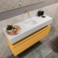 MONDIAZ ANDOR 100cm Toiletmeubel Ocher. LEX 100cm Wastafel Talc Midden Geen Kraangat 7 MONDIAZ ANDOR 100cm Toiletmeubel Ocher. LEX 100cm Wastafel Talc Midden Geen Kraangat -Baden Luxe Verkoop badkamermeubel andor ocher model lex vrijhangend talc sidetop 0024