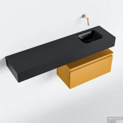 MONDIAZ ANDOR 60cm Toiletmeubel Ocher. LEX 120cm Wastafel Urban Rechts Geen Kraangat