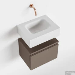 MONDIAZ ANDOR 40cm Toiletmeubel Smoke. LEX 40cm Wastafel Talc Midden Geen Kraangat