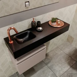 MONDIAZ ANDOR 50cm Toiletmeubel Smoke. LEX 100cm Wastafel Urban Links 1 Kraangat -Baden Luxe Verkoop badkamermeubel andor smoke model lex vrijhangend urban sidetop 0027