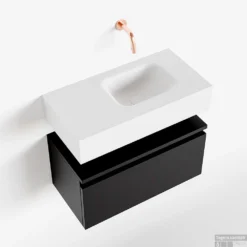 MONDIAZ ANDOR 60cm Toiletmeubel Urban. LEX 60cm Wastafel Talc Rechts Geen Kraangat