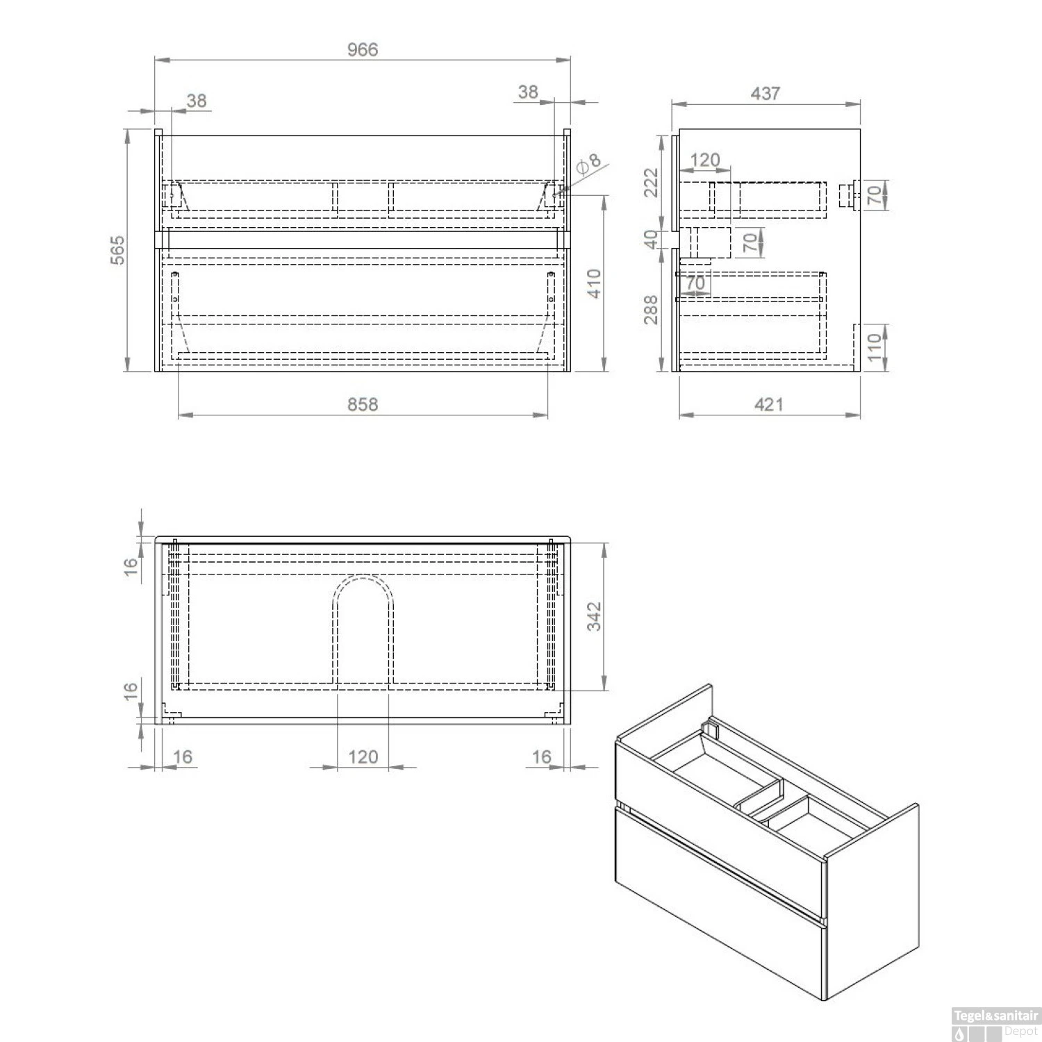 Badkamermeubel Best Design Quick-Greeploos 100x56x45cm Onderkast + Wastafel Grijs Eiken 2 Badkamermeubel Best Design Quick-Greeploos 100x56x45cm Onderkast + Wastafel Grijs Eiken - Afbeelding 2