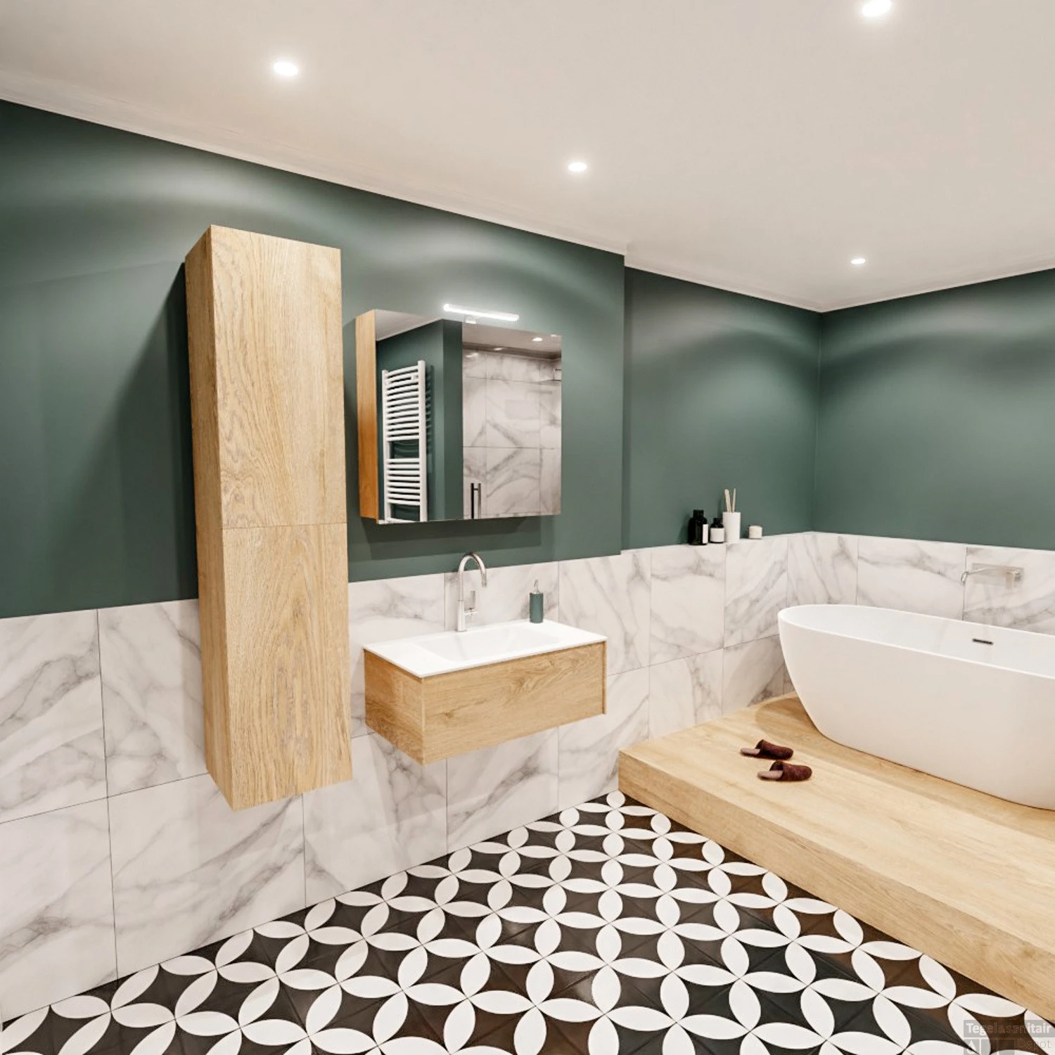 Badkamermeubel BWS Madrid Washed Oak 80 Cm Solid Surface Wastafel (zonder Of Met Kraangat) 4 Badkamermeubel BWS Madrid Washed Oak 80 Cm Solid Surface Wastafel (zonder Of Met Kraangat) - Afbeelding 4