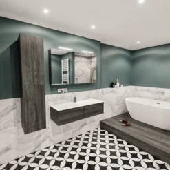 Badkamermeubel BWS Madrid Antraciet 120x45x30 Cm Mat Witte Solid Surface Wastafel Links (0 Kraangaten, 2 Lades) 8 Badkamermeubel BWS Madrid Antraciet 120x45x30 Cm Mat Witte Solid Surface Wastafel Links (0 Kraangaten, 2 Lades) -Baden Luxe Verkoop badkamermeubel bws madrid washed oak 120 mat witte solid surface wastafel links 0krg detail2 1