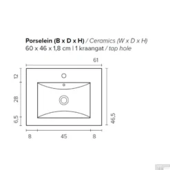 Badkamermeubel BWS Pepper Wastafel Porselein Incl Spiegelkast Met Kraangat 60x55x46 Cm Wit -Baden Luxe Verkoop badkamermeubel bws pepper wastafel porselein incl spiegelkast met kraangat 60x55x46 cm wit tech