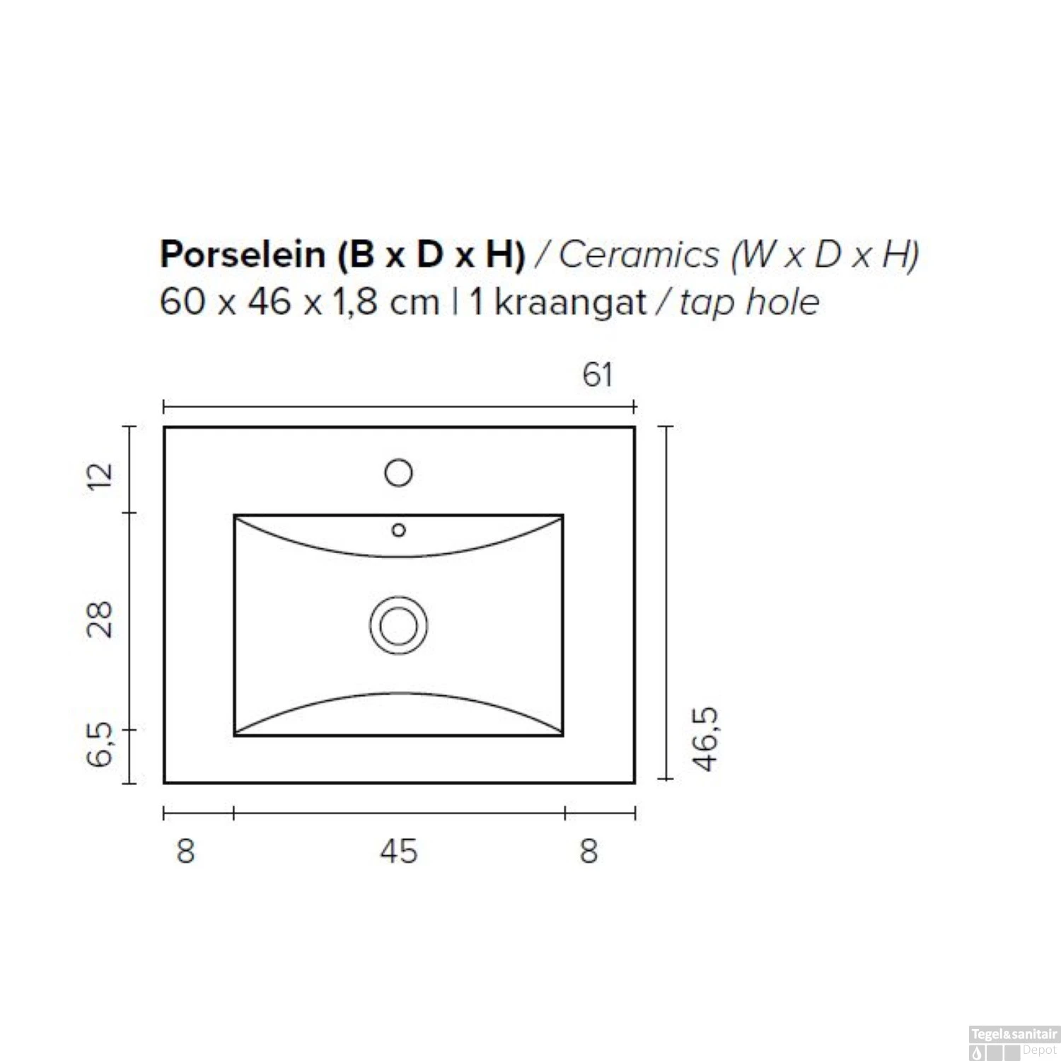 Badkamermeubel BWS Pepper Wastafel Porselein Incl Spiegelkast Met Kraangat 60x55x46 Cm Wit - Afbeelding 6