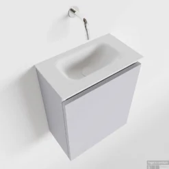 MONDIAZ TURE 40cm Toiletmeubel Cale. EDEN Wastafel Talc Midden Geen Kraangat