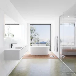 Badkamermeubelset Mondiaz LAGOM 170 Cm Linkse Wastafel Solid Surface Met 1 Kraangat Mat Zwart (2 Laden) -Baden Luxe Verkoop badkamermeubel met solid surface wastafel model lagom side 00094