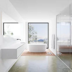 Badkamermeubelset Mondiaz LAGOM 200 Cm Rechtse Wastafel Solid Surface Zonder Kraangat Mat Zwart (2 Laden) -Baden Luxe Verkoop badkamermeubel met solid surface wastafel model lagom side 00116