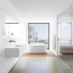 Badkamermeubelset Mondiaz LAGOM 160 Cm Linkse Waskom Solid Surface Zonder Kraangaten Mat Wit (2 Laden) -Baden Luxe Verkoop badkamermeubel met solid surface wastafel model lagom side white 00091