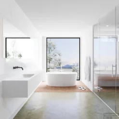 Badkamermeubelset Mondiaz LAGOM 200 Cm Linkse Waskom Solid Surface Zonder Kraangaten Mat Wit (2 Laden) -Baden Luxe Verkoop badkamermeubel met solid surface wastafel model lagom side white 00115