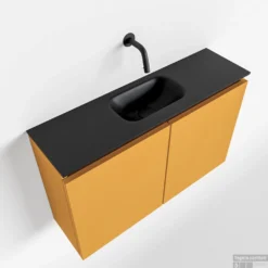 MONDIAZ TURE 80cm Toiletmeubel Ocher. EDEN Wastafel Urban Midden Geen Kraangat