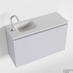 MONDIAZ OLAN 80cm Toiletmeubel Cale. LEX Wastafel Talc Links 1 Kraangat