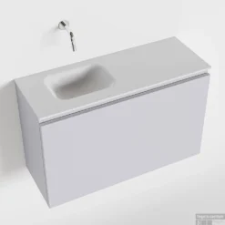 MONDIAZ OLAN 80cm Toiletmeubel Cale. LEX Wastafel Talc Links Geen Kraangat