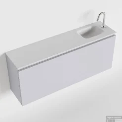 MONDIAZ OLAN 120cm Toiletmeubel Cale. LEX Wastafel Talc Rechts 1 Kraangat