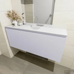 MONDIAZ OLAN 120cm Toiletmeubel Cale. LEX Wastafel Talc Midden Geen Kraangat -Baden Luxe Verkoop badkamermeubel olan cale model lex talc mid 0026