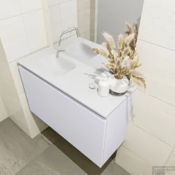 MONDIAZ OLAN 80cm Toiletmeubel Cale. LEX Wastafel Talc Links Geen Kraangat -Baden Luxe Verkoop badkamermeubel olan cale model lex talc right 0016