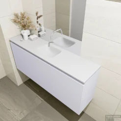 MONDIAZ OLAN 120cm Toiletmeubel Cale. LEX Wastafel Talc Midden Geen Kraangat -Baden Luxe Verkoop badkamermeubel olan cale model lex talc right 0026