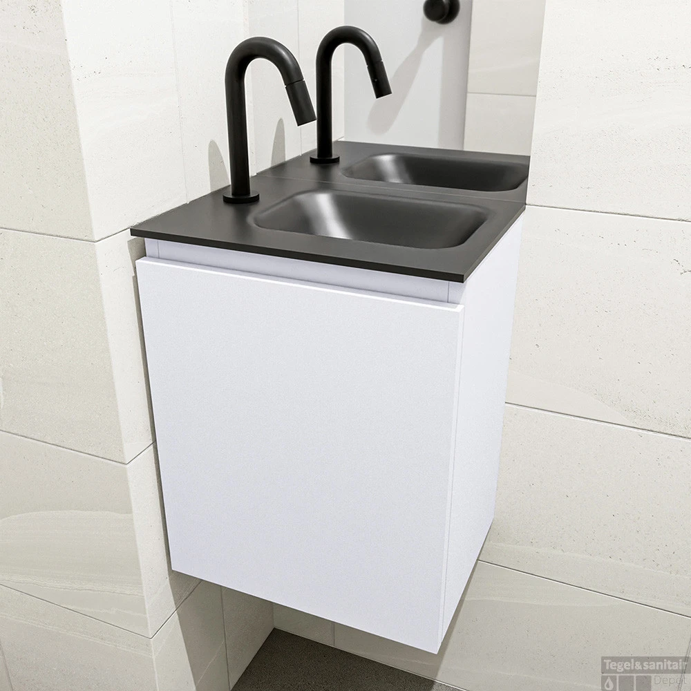 MONDIAZ OLAN 40cm Toiletmeubel Cale. LEX Wastafel Urban Rechts 1 Kraangat 4 MONDIAZ OLAN 40cm Toiletmeubel Cale. LEX Wastafel Urban Rechts 1 Kraangat - Afbeelding 4