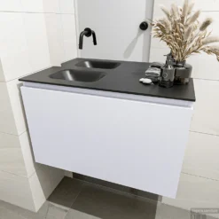 MONDIAZ OLAN 80cm Toiletmeubel Cale. LEX Wastafel Urban Links Geen Kraangat 8 MONDIAZ OLAN 80cm Toiletmeubel Cale. LEX Wastafel Urban Links Geen Kraangat -Baden Luxe Verkoop badkamermeubel olan cale model lex urban mid 0016