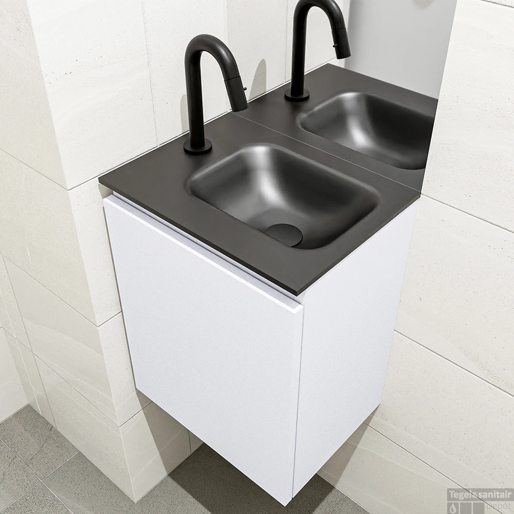 MONDIAZ OLAN 40cm Toiletmeubel Cale. LEX Wastafel Urban Rechts 1 Kraangat 3 MONDIAZ OLAN 40cm Toiletmeubel Cale. LEX Wastafel Urban Rechts 1 Kraangat - Afbeelding 3