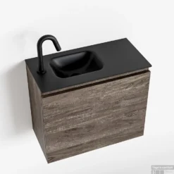 MONDIAZ OLAN 60cm Toiletmeubel Dark Brown. LEX Wastafel Urban Links 1 Kraangat