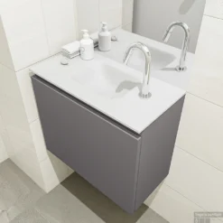 MONDIAZ OLAN 60cm Toiletmeubel Dark Grey. LEX Wastafel Talc Midden 1 Kraangat 7 MONDIAZ OLAN 60cm Toiletmeubel Dark Grey. LEX Wastafel Talc Midden 1 Kraangat -Baden Luxe Verkoop badkamermeubel olan dark grey model lex talc right 0007